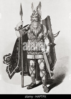 Wotan. Une conception de costumes réalisés pour la production de Bayreuth de l'opéra de Richard Wagner de 1876, Siegfried. Banque D'Images