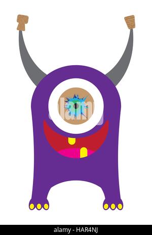 Cute little monster ou étrangère est isolé sur un fond blanc. Vector illustration. Illustration de Vecteur