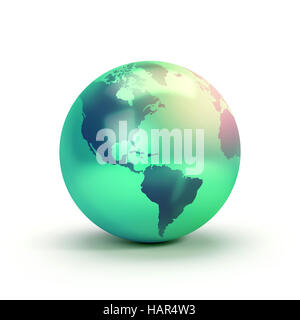 Planète verte symbole de terre isolé sur blanc, montrant le continent américain - 3D illustration Banque D'Images