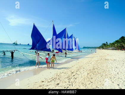 White Beach, Boracay, île de Boracay, Visayas occidentales, Philippines Banque D'Images