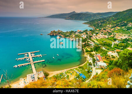 Areal view de Cefalu, Italie. Banque D'Images