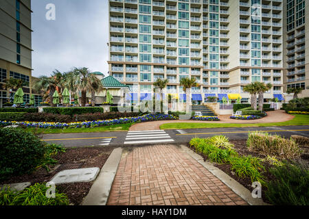 Passerelle et oceanfront hôtels en Virginia Beach, Virginie. Banque D'Images