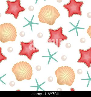 Les coquillages seamless texture. Fond marin. Fond d'été mignon. Vector illustration Illustration de Vecteur