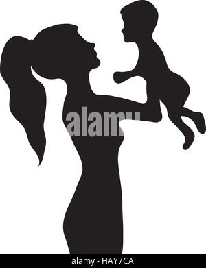 Silhouette De Femme Avec Un Bebe Girls Vector Illustration Image Vectorielle Stock Alamy