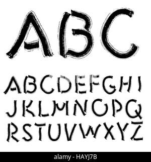 Dessin à la main jeu alphabet illustration à l'encre noire Banque D'Images