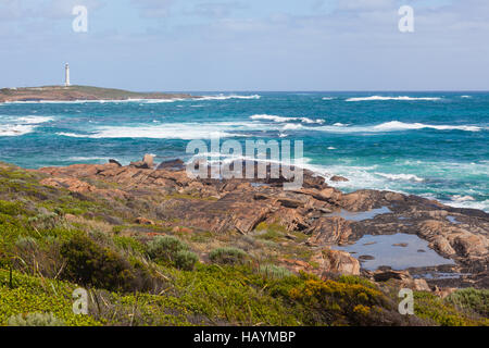 Phare du Cap Leeuwin, à la pointe sud-ouest de l'Australie, où deux océans se rencontrent. Banque D'Images