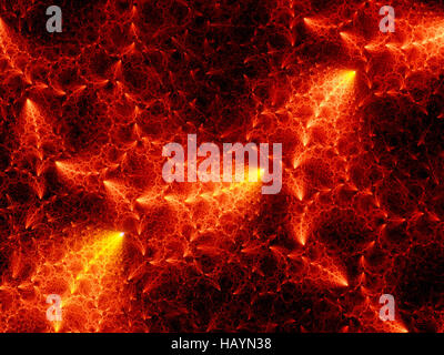 Fractale sphérique lumineux Fiery, générée par ordinateur résumé fond, 3D Rendering Banque D'Images