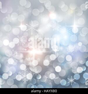 Fond de Noël avec des flocons et clignotement bokeh, hiver vector illustration Illustration de Vecteur