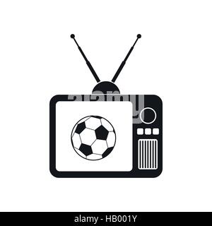 Match de football sur un vieux téléviseur icône Illustration de Vecteur
