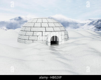 Igloo de neige sur avion. 3D illustration. Banque D'Images