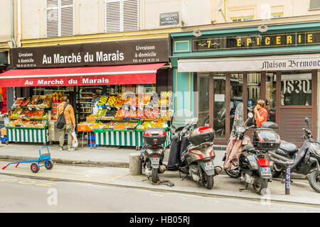 Scène de rue en face de    au marché du marais, magasin d Banque D'Images