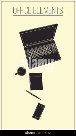 Vue de dessus de l'illustration du travail de conception à plat Illustration de Vecteur