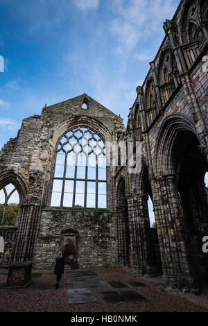 Ruines de l'abbaye de Holyrood, à côté du Palais, Édimbourg, Écosse Banque D'Images