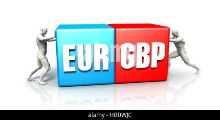 La paire de devises GBP EUR combats dans Bleu Rouge et Blanc Banque D'Images