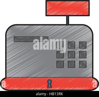 L'icône de la machine de caisse sur fond blanc. Croquis et dessiner le design. vector illustration Illustration de Vecteur