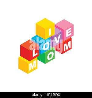 Blocks spelling les mots J'aime maman icon Illustration de Vecteur