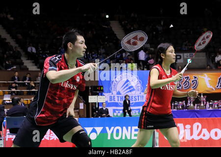 Nd Gymnase de Yoyogi, Tokyo, Japon. 19Th Mar, 2016. Ryota Taohata & Naru Shinoya, Badminton : La 70e Japon Badminton Double mixte 2016 à demi-finale 2ème Gymnase Yoyogi, Tokyo, Japon. © AFLO SPORT/Alamy Live News Banque D'Images