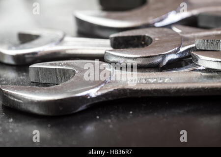 La clé pour la réparation des outils en acier close up Banque D'Images