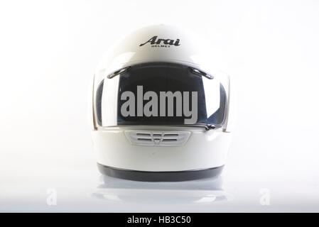 Casque blanc moto Banque D'Images