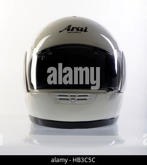 Casque blanc moto Banque D'Images