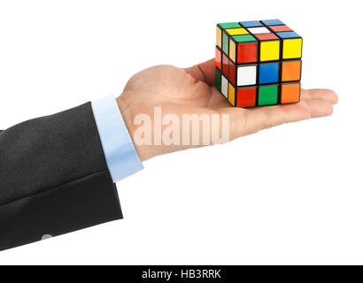 Puzzle Cube dans la main Banque D'Images