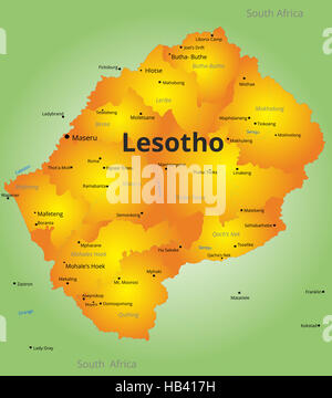 Carte des couleurs de pays Lesotho Banque D'Images