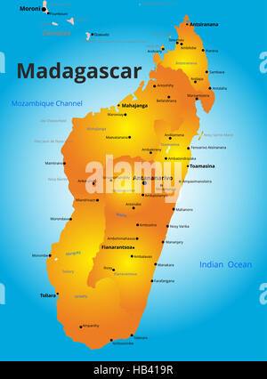 Carte des couleurs de Madagascar Pays Banque D'Images