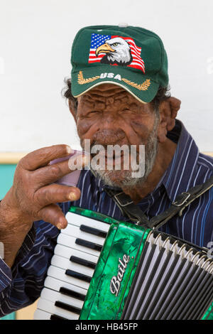 Musicien colombien jouant de la musique dans la rue du Salento, en Colombie. Banque D'Images