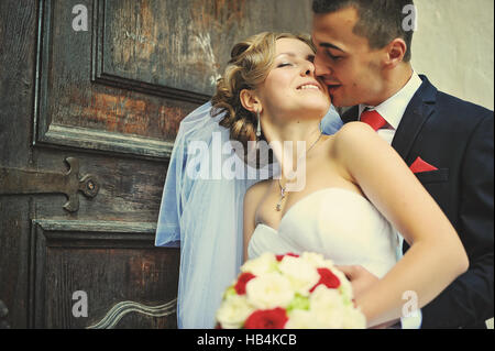 Close up portrait of wedding couple in love Banque D'Images