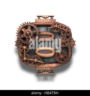 8 lettre rouillé avec gears on white Banque D'Images