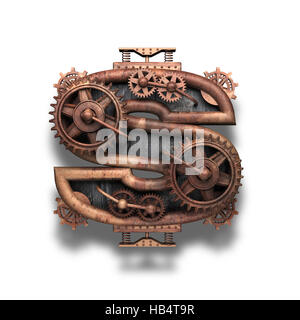 S lettre avec des engrenages rouillés on white Banque D'Images