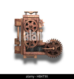 L lettre rouillé avec gears on white Banque D'Images