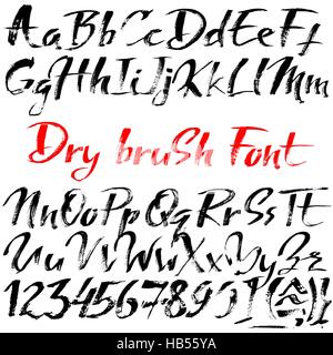 Hand drawn font faites par les coups de pinceau. Alphabet Grunge style Illustration de Vecteur