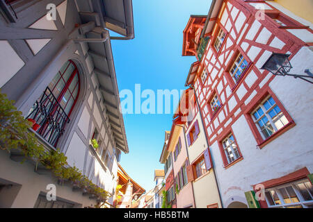 STEIN AM RHEIN, SUISSE - Juillet 2016 - maisons colorées dans le vieux centre-ville de Stein am Rhein willage, canton de Schaffhouse, Suisse. Banque D'Images