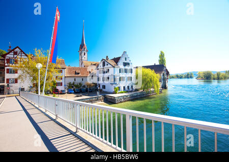 Centre de la vieille ville de Stein am Rhein village avec de vieilles maisons colorées, canton de Schaffhouse, Suisse. Banque D'Images