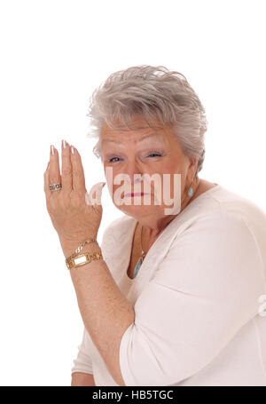 Ne me parlez pas, senior woman. Banque D'Images