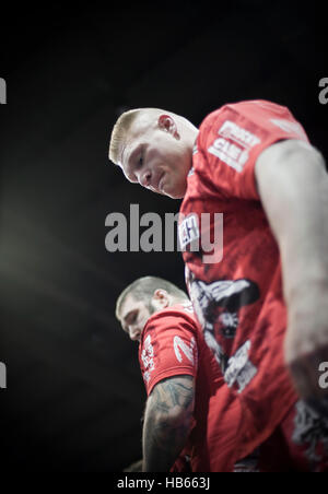 Fighter UFC Brock Lesnar pendant une session de formation avant d'UFC 116 le 30 juin 2010 à Las Vegas, Nevada. Photo par Francis Specker Banque D'Images