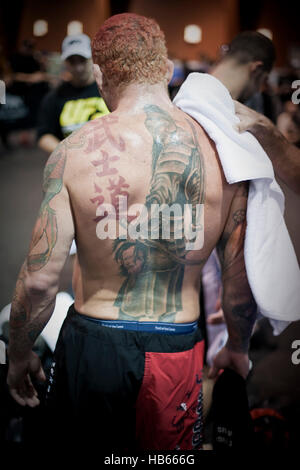 UFC fighter Chris Leben pendant une session de formation avant d'UFC 116 le 30 juin 2010 à Las Vegas, Nevada. Photo par Francis Specker Banque D'Images