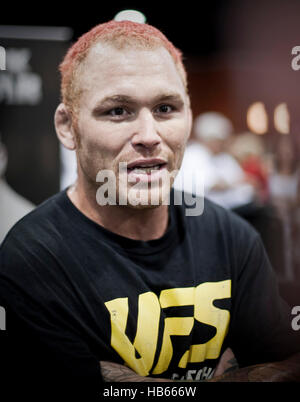 UFC fighter Chris Leben pendant une session de formation avant d'UFC 116 le 30 juin 2010 à Las Vegas, Nevada. Photo par Francis Specker Banque D'Images