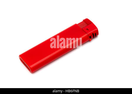 Rouge jetable briquet sur un fond blanc Banque D'Images