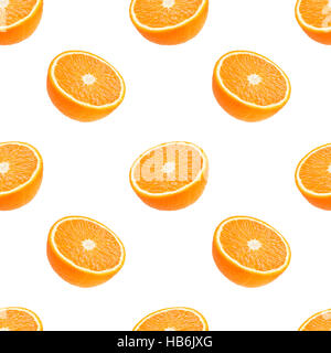 Motif de fruits oranges transparente isolé sur fond blanc Banque D'Images