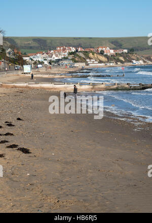 Front de Swanage - fin novembre. Banque D'Images