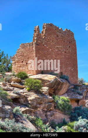 Ruines de Pueblos ancestraux, 900 A.D. - 1200 A.D., Holly Groupe, Hovenweep National Monument, Utah, USA Banque D'Images