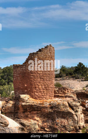 Tower, Hockberry Groupe, Ruines de Pueblos ancestraux, 900 A.D. - 1200 A.D., Hovenweep National Monument, Utah, USA Banque D'Images