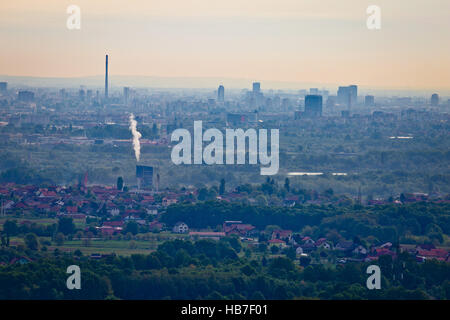 Ville de Zagreb aerial view Banque D'Images