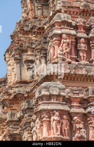 Détails de sculptures trouvées dans le Temple Achyutaraya à Hampi, Inde Karnakata, Banque D'Images