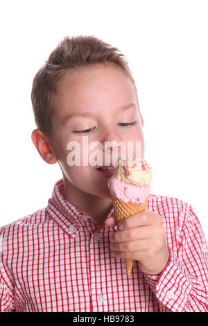 Enfant avec icecream Banque D'Images