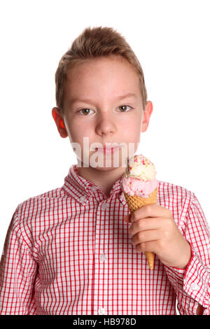 Enfant avec icecream Banque D'Images