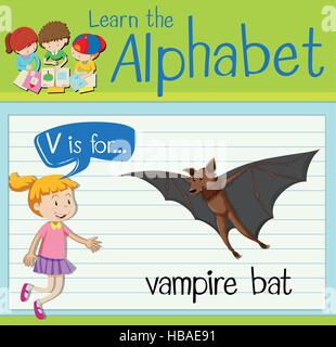 Jeu de lettre V est pour vampire bat illustration Illustration de Vecteur