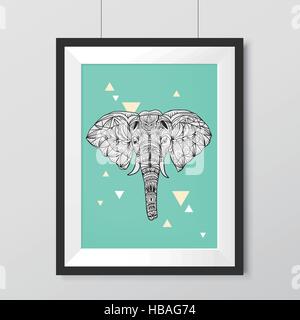 Graphique éléphant élégant moderne accroché au mur Illustration de Vecteur